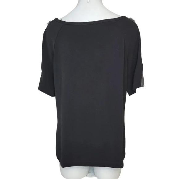 St. John Couture Sequin Zip  Shoulder Top Size 6 Black - Picture 3 of 6